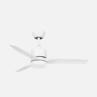 Fabrilamp Abrila - Ventilador Dc Montiel 18w 3 Aspas 6 Velocidades Led Integrado Luz Opcional Control Remoto 35/45x106x106 Cm Blanco