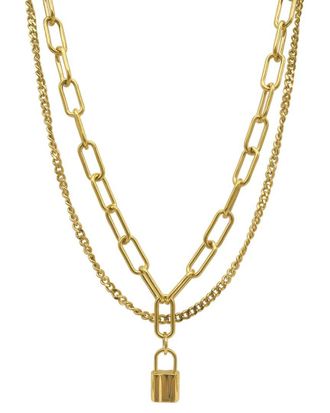 Adornia Adornia 14K Plated Layered Curb Paperclip Chain Necklace