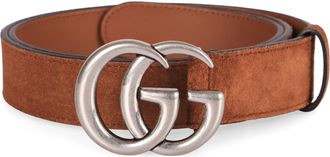 Gucci Mens Belt Gg Marmont Suede Hazelnut Calfskin