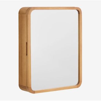 Sklum Armadio da parete rettangolare 45x60 cm per bagno in legno di teak con specchio e angoli arrotondati Ian SKLUM