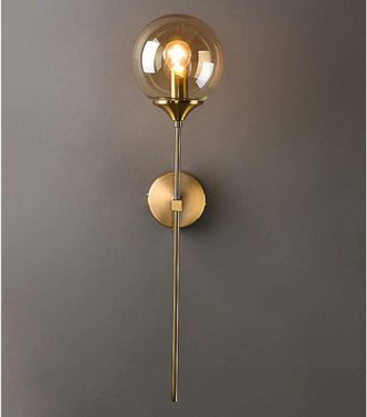 OEM Aplique De Pared Industrial Vintage, Globo De Cristal &Aacute;mbar Con Brazo Largo Dorado, Aplique De Pared Dorado Para Mesita De Noche (&aacute;mbar)