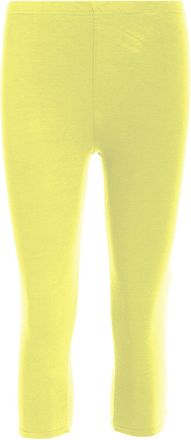 The Celebrity Fashion Ladies Girls Quality Jersey Soft Stretch Plain 3/4 Under Knee Crop Leggings Lemon