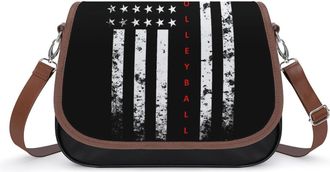Generic Volleyball U.S. Flag Fashion Womens Crossbody Bags Novelty Handbag Shoulder Bag Purse