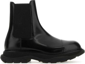 Alexander McQueen Black Leather Chelsea Tread Ankle Boots
