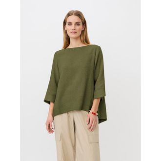 Masai Dovinia 3/4 Sleeve Round Neck Blouse in Olivine at Nordstrom, Size X-Small