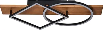 Beliani L&aacute;mpara De Techo Moderna Con Led Integrados Metal Acabado De Imitaci&oacute;n Madera Formas Geom&eacute;tricas Negro Aire