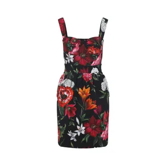 Dolce & Gabbana Multicolor Flower Cotton Midi Dress-Donna