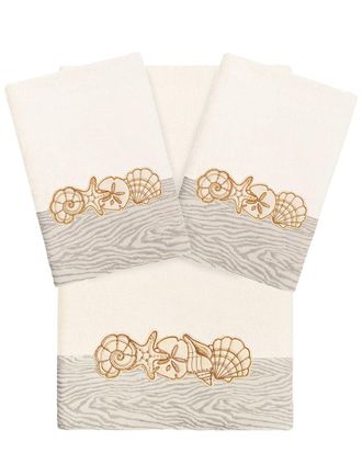Linum Home Textiles 100% Turkish Cotton Shell Row 3Pc Embellished Towel Set