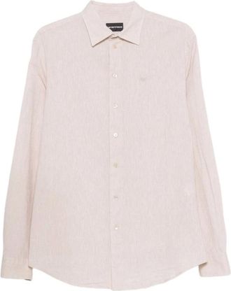Emporio Armani Shirt met Lange Mouwen - Heren - Overhemden - Beige - S - Overhemden