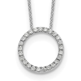 Diamond2Deal 14k White Gold 1/2 Ct Lab Grown Diamond Eternity Pendant Necklace 18 Clarity VS, Color D-E