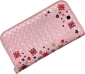 Bottega Veneta Pink Leather Long Wallet (Bi-Fold) (Pre-Owned)