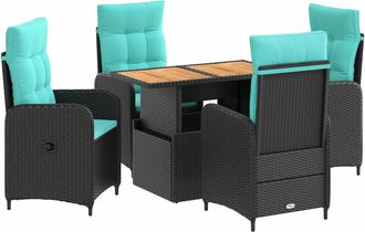 vidaXL Juego De Comedor Para Exteriores 5 Uds. Rat&aacute;n Sint&eacute;tico Vidaxl