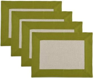 Solino Home Linen Placemats Set of 4, 14 x 19 Inch for Dining Table, Holiday and Everyday Table Decor - Contempo in Avocado And Natural at Nordstrom