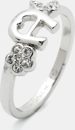 Aigner Logo Crystals Silver Tone Ring