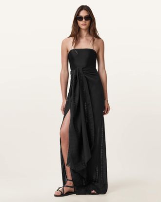 AllSaints Linen Anthea Lace Trimmed Ruana, Size: One Size