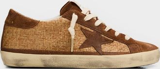 Golden Goose Super-Star Raffia and Suede Low-Top Sneakers