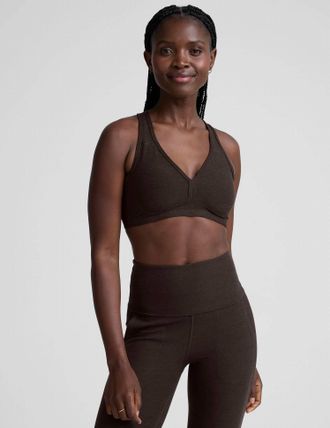 Beyond Yoga Spacedye Lift Your Spirit Bra In Dark Chocolate