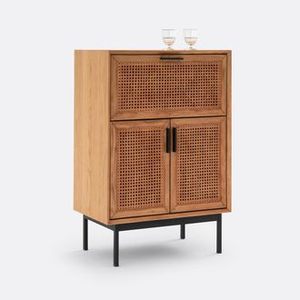 La Redoute Interieurs Barmeubel van eikenhout, fineer en vlechtwerk, Waska