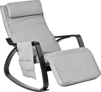 SoBuy Sobuy - Anti-scivolo Poltrona A Dondolo Poltrona Relax Sedia Adraio Con Organizer Da Appendere Grigio Fst20-hg