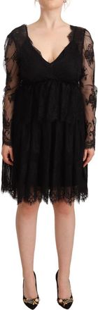 Aniye By Floral Lace Cotton Long Sleeves V-neck Shift Womens Dress