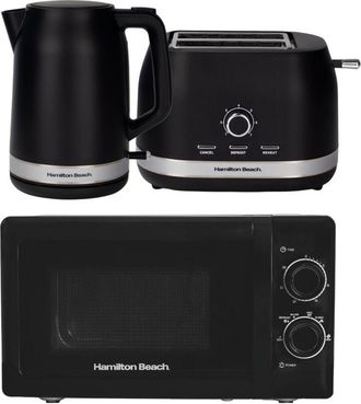 Hamilton Beach Kettle, Toaster & Microwave Set, Ella Collection by Hamilton Beach, Black HBELLBSSC