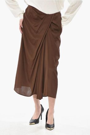 Dries Van Noten Midi Chiffon Skirt with Front Pleat size 42