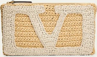 Valentino Garavani Medium Raffia Flat Pouch Bag