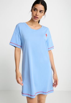 Lascana Nachthemd LSCN BY LASCANA, Damen, Gr. 36/38, N-Gr, blau (blau bedruckt), Single Jersey, Obermaterial: 50% Baumwolle, 50% Viskose, bedruckt, unifarben,