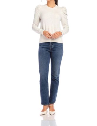Fifteen Twenty Leila Puff Sleeve Top In Heather