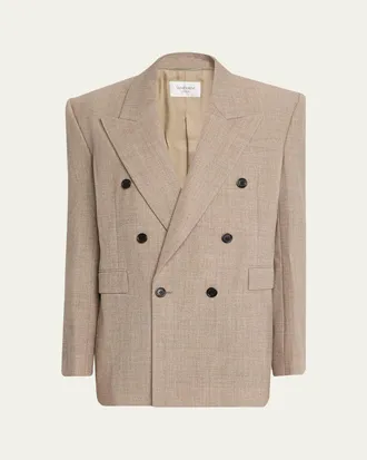 Saint Laurent Mens Double-Breasted Blazer Jacket