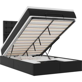 vidaXL Vidaxl - Estructura Cama Otomana Colch&oacute;n Cuero Sint&eacute;tico Negro 120x190cm