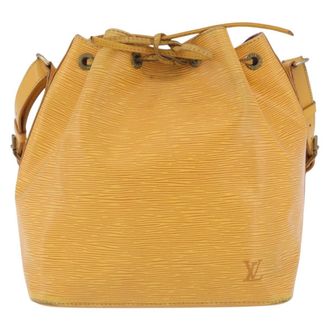 Louis Vuitton Petit Noe Monogram Canvas Yellow Leather Handbag (Pre-Owned)