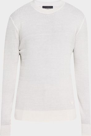 Emporio Armani Men & apos;s Wool Bar-Stitched Crewneck Sweater