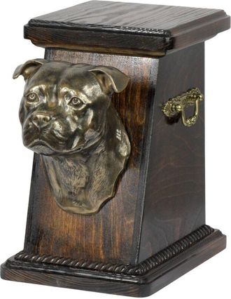 OEM American Staffordshire Terrier, Amstaff, Amstaf Ii: Urna Para Cenizas De Perro, Elegante Urna Con Estatuilla, Urna Conmemorativa Con Busto De Perro De