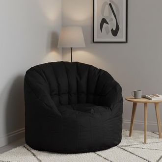 Talamo Italia Dmora Fauteuil Rond Rembourr&eacute;, Couleur Noire, Dimensions 80 X 80 X 80 Cm