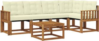 vidaXL Conjunto De Sof&aacute;s De Exterior 6 Uds. Natural Y Crema Vidaxl