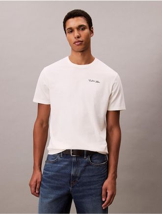 Calvin Klein Jeans Calvin Klein Mens Script Logo Classic Crewneck T-Shirt - White - 2XL