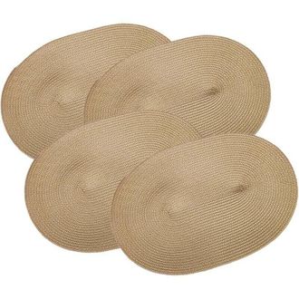OEM Juego De 4 Manteles Individuales Ovalados De Yute, Color Beige (30x45cm) - Crezuo