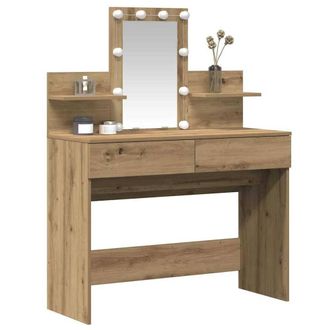 Berkfield Home Modern Dressing Table with LED Artisan Oak 100x40x130 cm in Brown | Size: 100 x 40 x 130 cm