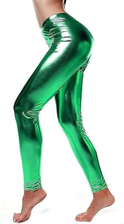 Generic Womens Shiny Metallic Leggings - Disco Party Pants for Ladies, Stretch Wet Look Trousers for Festival, Dance & Fancy Dress Outfits - Sizes S-2XL (as8,