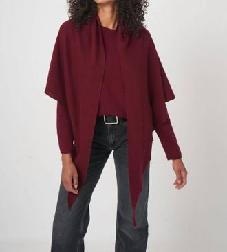 Repeat Organic Cashmere Fine Knit Triangle Scarf In Bordeaux