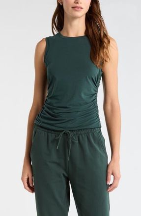 Zella Breathe Ruched Tank in Green Timber at Nordstrom, Size Xx-Large