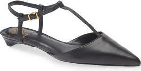 Vince Camuto Varena Ankle Strap Pointed Toe Flat in Black at Nordstrom Rack, Size 6.5