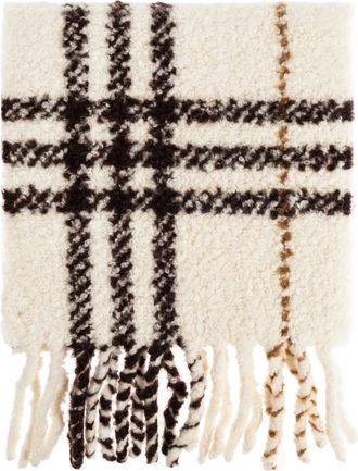 Burberry Accessoires, unisex, Beige, ONE Size, Wol, Check Alpaca Wolmix Boucl&eacute; Sjaal