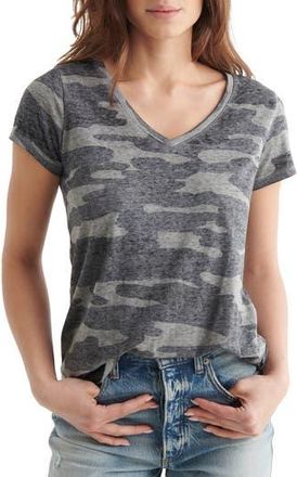 Lucky Brand Camo Burnout T-Shirt in Grey Multi at Nordstrom Rack, Size X-Small