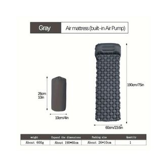 OEM Colch&oacute;n Hinchable Ultraligero (gris) Para Camping Con Reposacabezas, Ideal Para Viajes Y Senderismo