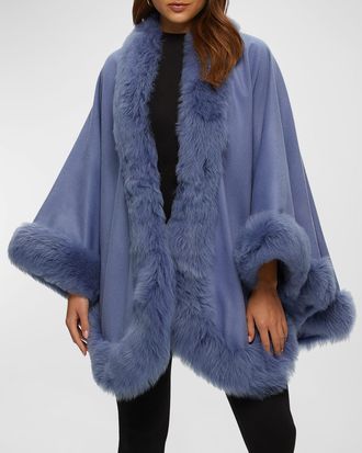 Gorski Cashmere Cape With Toscana Shearling Lamb Trim