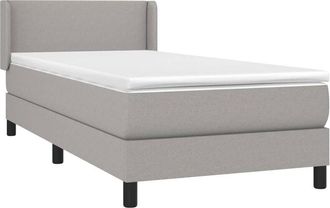 vidaXL Cama Box Spring Con Colch&oacute;n Tela Gris Claro 90x200 Cm Vidaxl