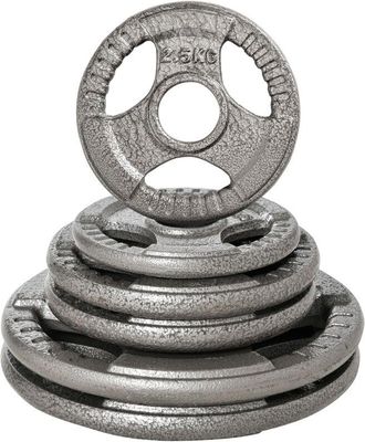 HOMCOM Juego De 6 Discos De Pesas De Acero 2,5-10 Kg Peso Total De 35 Kg Discos Ol&iacute;mpicos Con Orificio Central De &Oslash;54 Mm Para Entrenamiento En Casa Gimnasio