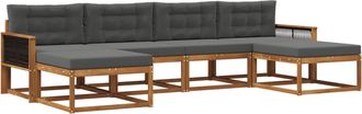 vidaXL Conjunto De Sof&aacute;s De Exterior 6 Uds. Natural Y Antracita Vidaxl